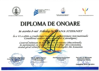 Diploma de onoare Stefanet Diana